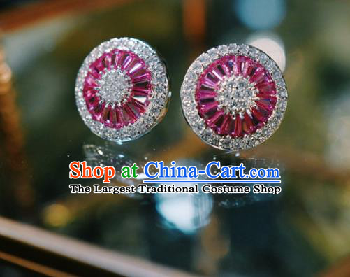 Top Grade Baroque Bride Rosy Crystal Ear Jewelry European Zircon Earrings Accessories