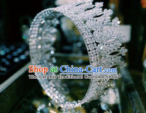 Baroque Court Hair Jewelry European Wedding Bride Hair Accessories Princess Zircon Round Royal Crown