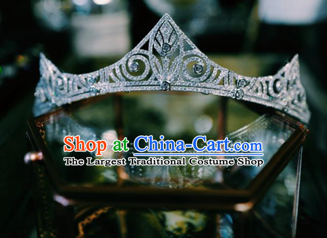 European Princess Birthday Zircon Headwear Baroque Bride Crystal Royal Crown Handmade Wedding Jewelry Accessories