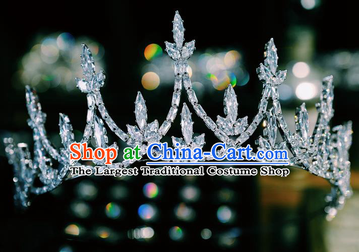 Handmade Crystal Jewelry Accessories European Princess Headwear Baroque Bride Wedding Zircon Royal Crown