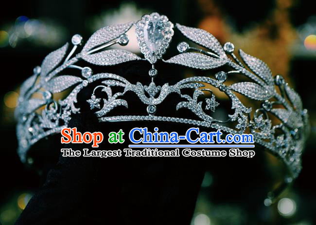 Handmade Wedding Luxury Royal Crown Baroque Zircon Hair Clasp Women Jewelry Accessories European Princess Headwear