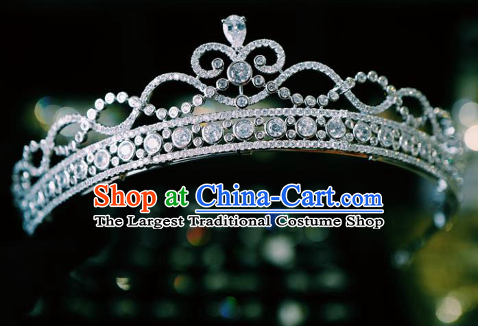 European Princess Headwear Handmade Wedding Luxury Zircon Royal Crown Baroque Hair Clasp Women Jewelry Accessories