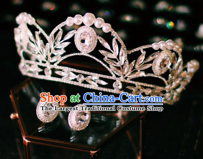 Handmade Luxury Zircon Royal Crown Baroque Wedding Women Jewelry Accessories European Princess Headwear