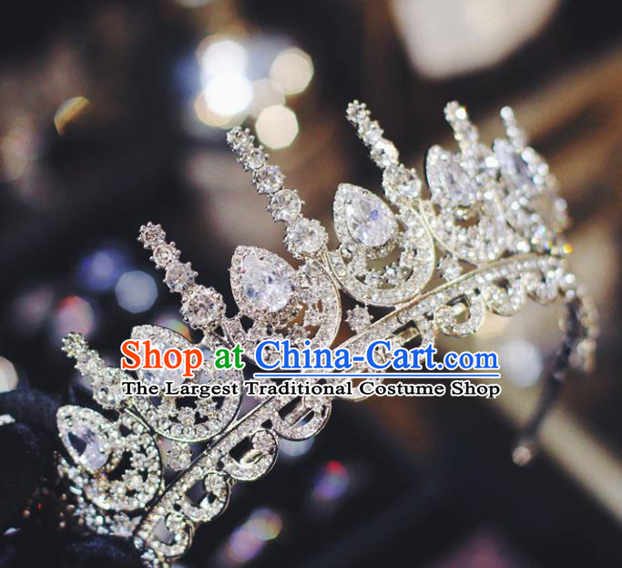 Baroque Princess Wedding Jewelry Accessories European Bride Headwear Handmade Women Luxury Zircon Royal Crown