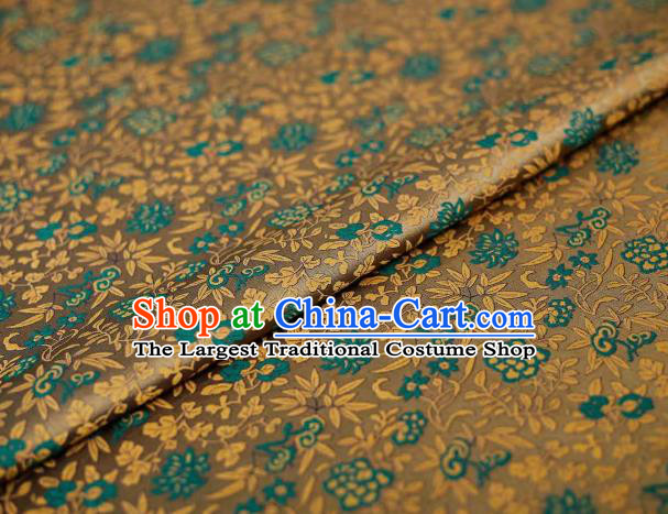 Chinese Classical Twine Chrysanthemum Pattern Design Brown Song Brocade Fabric Asian Traditional Silk Material