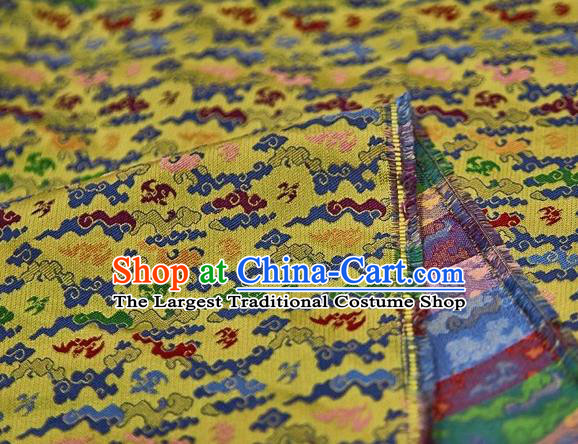 Chinese Classical Clouds Pattern Design Yellow Song Brocade Fabric Asian Traditional Silk Material