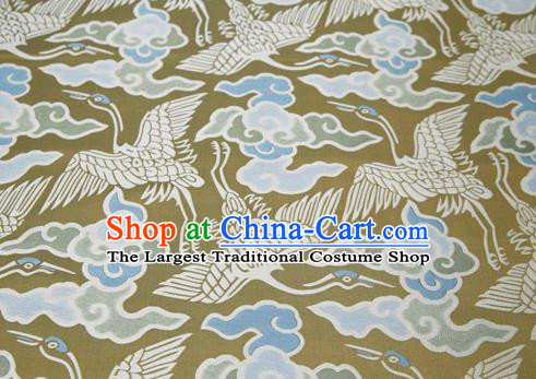 Chinese Classical Cloud Crane Pattern Design Golden Song Brocade Fabric Asian Traditional Silk Material