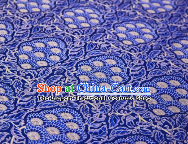 Chinese Classical Lotus Pattern Design Royalblue Song Brocade Fabric Asian Traditional Silk Material