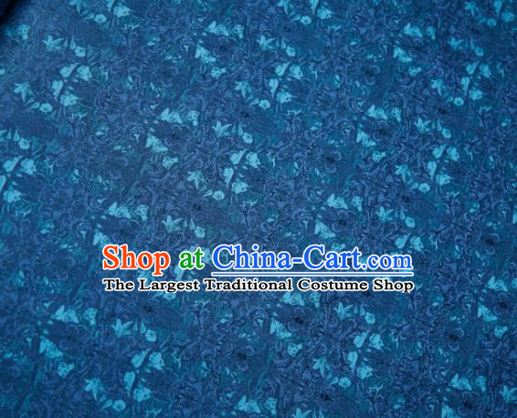 Chinese Classical Grass Pattern Design Peacock Green Su Brocade Fabric Asian Traditional Silk Material