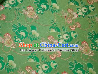 Chinese Classical Flowers Pattern Design Green Song Brocade Fabric Asian Traditional Silk Material