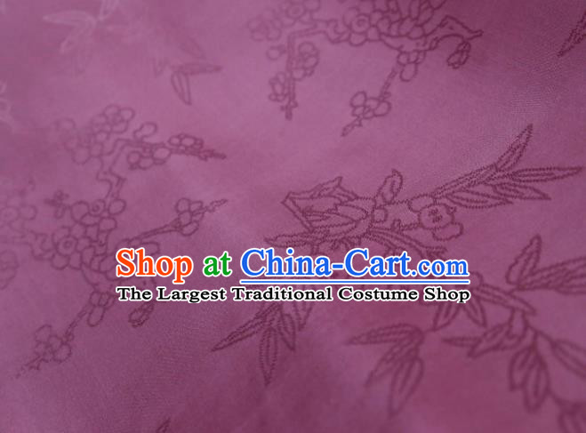 Chinese Classical Plum Pattern Design Purple Mulberry Silk Fabric Asian Traditional Cheongsam Silk Material