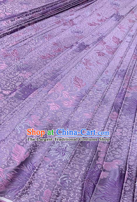 Chinese Classical Fireworks Pattern Design Light Purple Brocade Fabric Asian Traditional Satin Tang Suit Silk Material