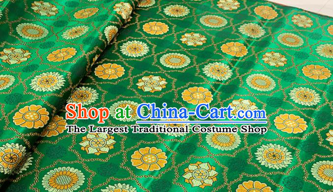 Chinese Classical Pattern Design Green Brocade Fabric Asian Traditional Satin Tang Suit Silk Material