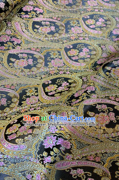 Chinese Classical Plum Pattern Design Black Brocade Fabric Asian Traditional Satin Tang Suit Silk Material