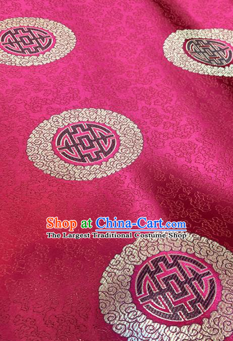 Chinese Classical Round Pattern Design Purplish Red Brocade Fabric Asian Traditional Satin Tang Suit Silk Material