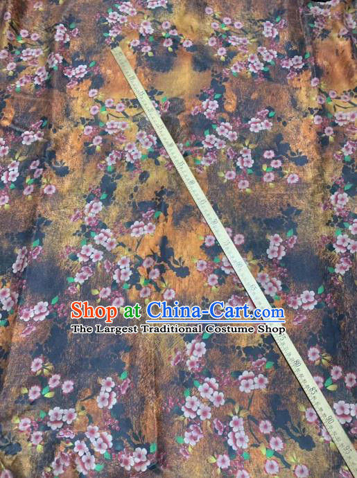 Chinese Classical Peach Blossom Pattern Design Orange Gambiered Guangdong Gauze Fabric Asian Traditional Cheongsam Silk Material