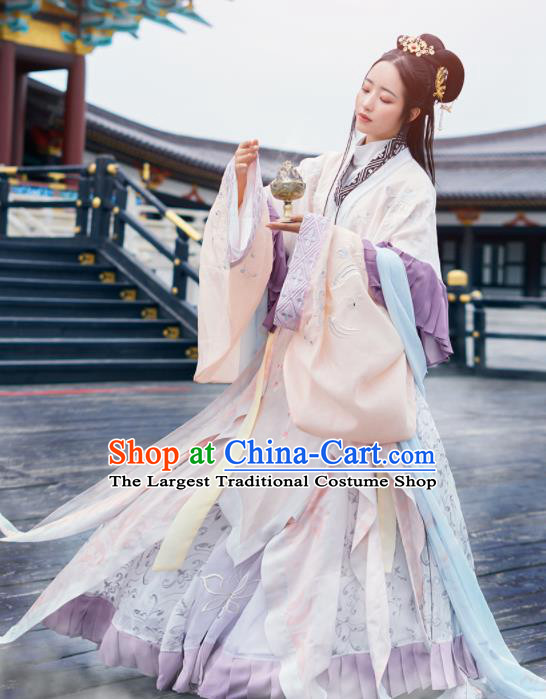 Chinese Ancient Goddess Embroidered Hanfu Dress Traditional Jin Dynasty Imperial Concubine Costumes for Women