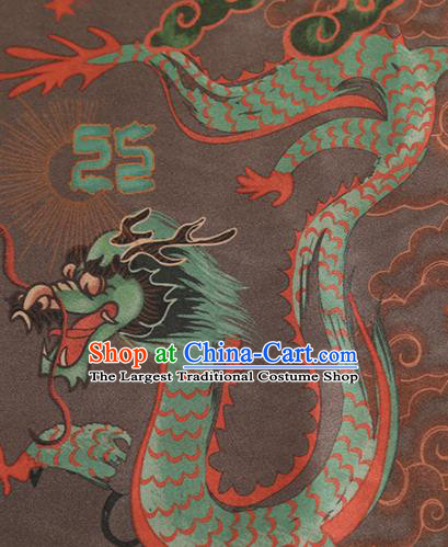 Chinese Classical Dragon Pattern Design Deep Brown Mulberry Silk Fabric Asian Traditional Cheongsam Silk Material