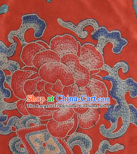 Chinese Classical Peony Pattern Design Red Mulberry Silk Fabric Asian Traditional Cheongsam Silk Material