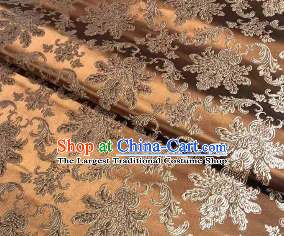 Chinese Classical Royal Pattern Design Brown Brocade Fabric Asian Traditional Satin Tang Suit Silk Material