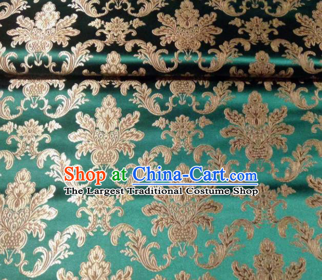 Chinese Classical Royal Pattern Design Green Brocade Fabric Asian Traditional Satin Tang Suit Silk Material