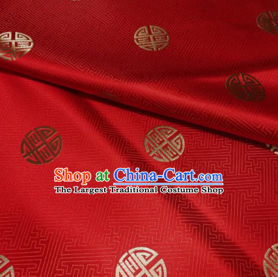 Chinese Classical Royal Longevity Pattern Design Red Brocade Fabric Asian Traditional Satin Silk Material