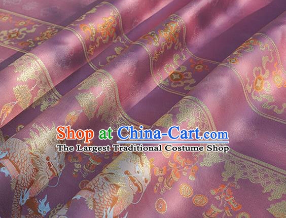 Chinese Royal Kylin Pattern Design Rosy Brocade Fabric Asian Traditional Horse Face Skirt Satin Silk Material