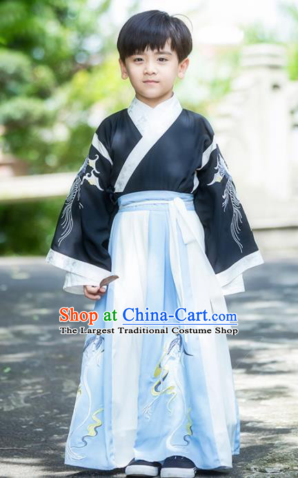 Chinese Traditional Ming Dynasty Swordsman Costume Ancient Scholar Hanfu Clothing for Kids