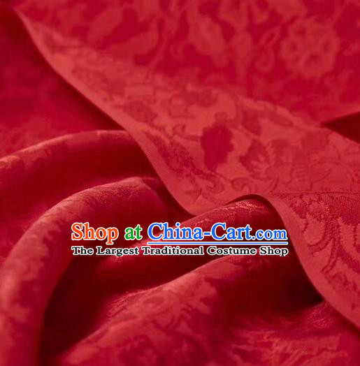 Chinese Classical Peony Pattern Design Red Silk Fabric Asian Traditional Cheongsam Brocade Material