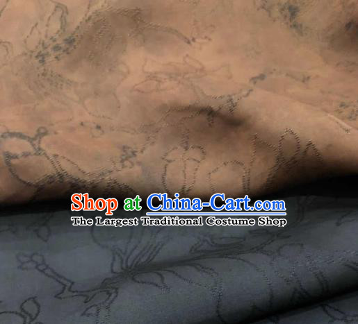 Asian Chinese Traditional Flowers Pattern Design Black Gambiered Guangdong Gauze Fabric Silk Material