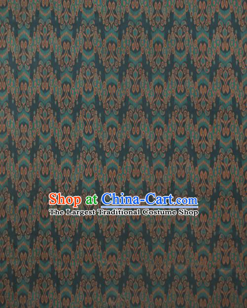 Chinese Classical Printing Ombre Flowers Pattern Design Navy Gambiered Guangdong Gauze Fabric Asian Traditional Cheongsam Silk Material