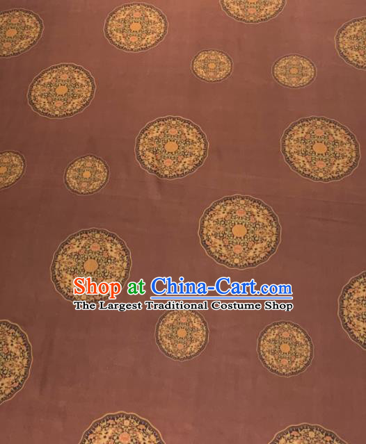 Asian Chinese Traditional Round Pattern Design Rust Red Gambiered Guangdong Gauze Fabric Silk Material