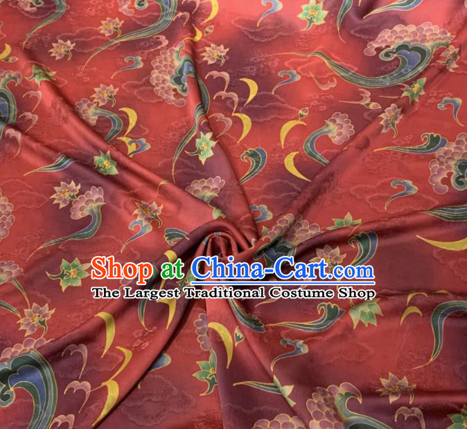 Asian Chinese Traditional Pattern Design Red Gambiered Guangdong Gauze Fabric Silk Material