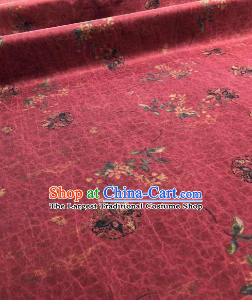 Asian Chinese Traditional Flower Butterfly Pattern Design Red Gambiered Guangdong Gauze Fabric Silk Material