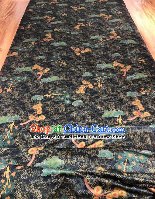 Asian Chinese Traditional Cloud Plum Pattern Design Black Gambiered Guangdong Gauze Fabric Silk Material