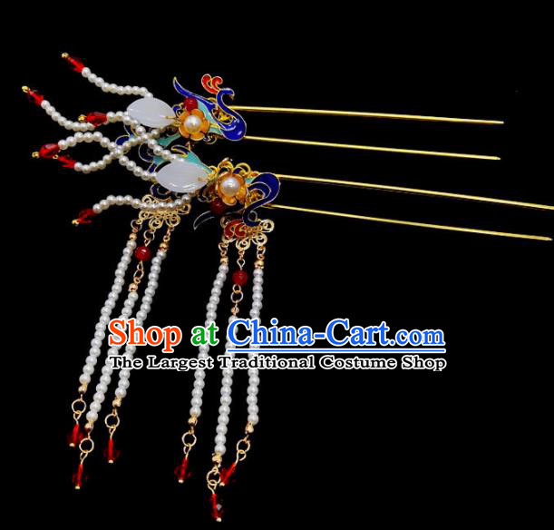 Chinese Classical Wedding Pearls Phoenix Hair Clip Hair Accessories Ancient Bride Tassel Hairpins for Women