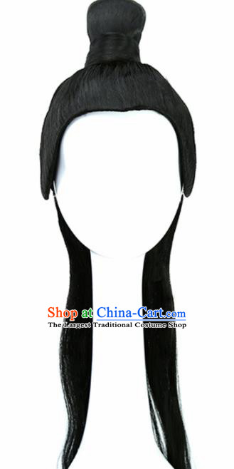 Chinese Ancient Swordsman Wigs Hair Accessories Drama Young Knight Chignon for Men