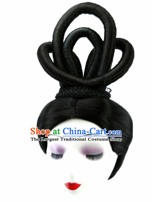 Chinese Ancient Goddess Wigs Hair Accessories Drama Palace Princess Chignon for Women