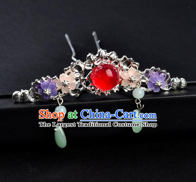 Chinese Ancient Princess Red Hairpins Traditional Classical Dance Hair Accessories for Women