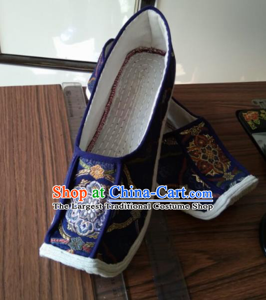 Chinese Kung Fu Shoes Royalblue Brocade Shoes Traditional Hanfu Shoes Opera Shoes for Men