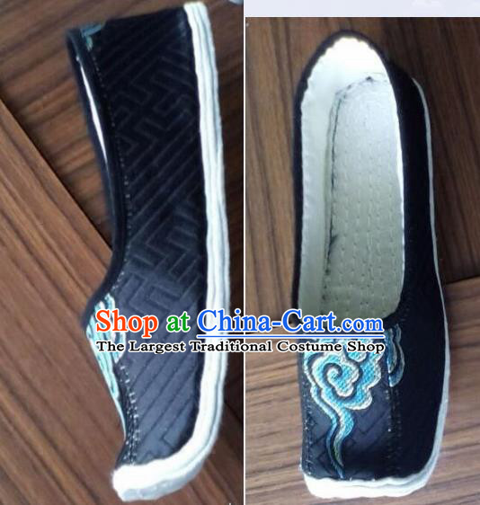 Chinese Kung Fu Shoes Black Brocade Shoes Traditional Hanfu Shoes Opera Shoes for Men