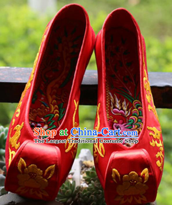 Chinese Wedding Embroidered Red Shoes Handmade Hanfu Shoes Traditional National Shoes for Women