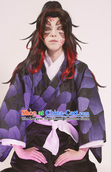 Japanese Cosplay Knight Purple Kimono Traditional Ancient Swordsman Costume for Men