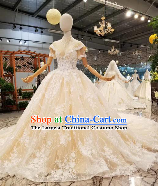 Custom Wedding Bride Costumes Chorus Champagne Full Dress Top Grade Bridal Gown for Women