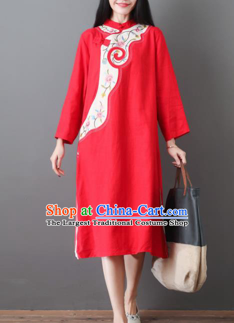 Chinese Traditional Red Cheongsam Costume China National Qipao Dress for Women