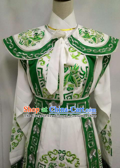 Chinese Traditional Peking Opera Takefu Embroidered Green Costume Handmade Ancient Swordsman Clothing for Men