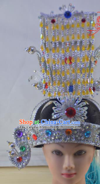 Chinese Traditional Peking Opera Emperor Hat Handmade Ancient Crown Prince Headwear for Men