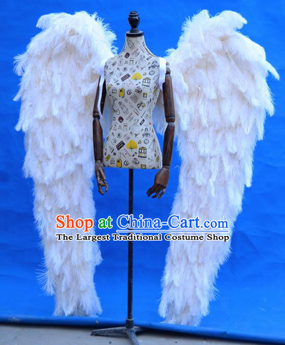 Halloween Stage Show Miami White Feathers Deluxe Wings Brazilian Carnival Catwalks Prop for Women