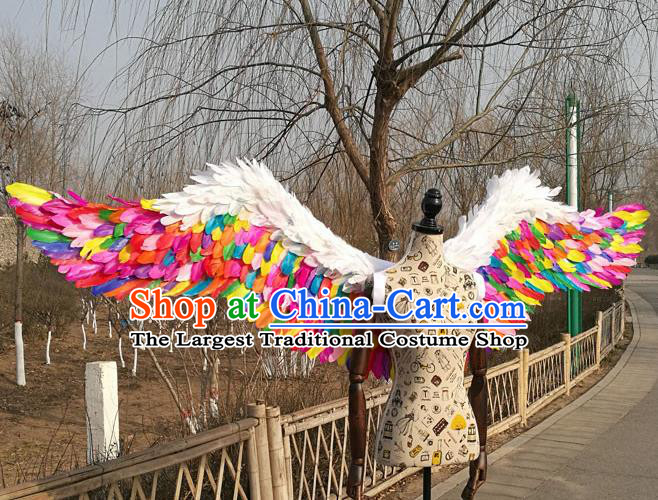 Professional Halloween Stage Show Colorful Feather Wings Brazilian Carnival Catwalks Prop for Women