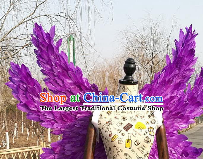 Professional Halloween Stage Show Purple Feather Butterfly Wings Brazilian Carnival Catwalks Prop for Women